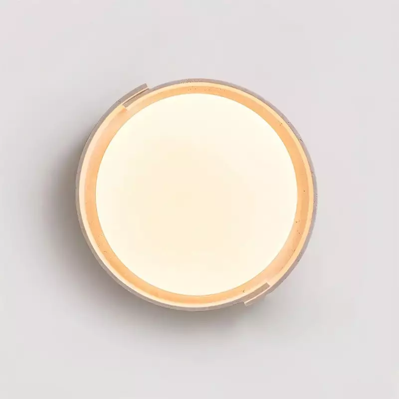 Jonathan Minimalist Round Travertine Stone Flush Mount Ceiling Light