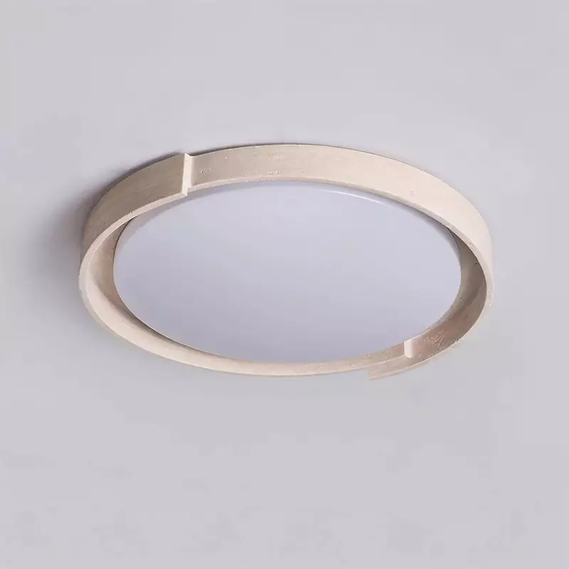 Jonathan Minimalist Round Travertine Stone Flush Mount Ceiling Light