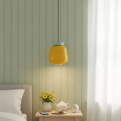 Smith Modern Nordic Bauhaus Macarons Bowl Shade Ceramic Pendant Light