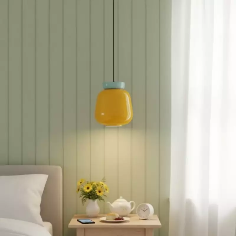 Smith Modern Nordic Bauhaus Macarons Bowl Shade Ceramic Pendant Light