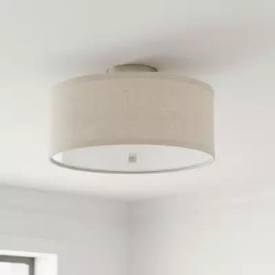 Beckham Minimalist Linen Drum Flush Mount Ceiling Light