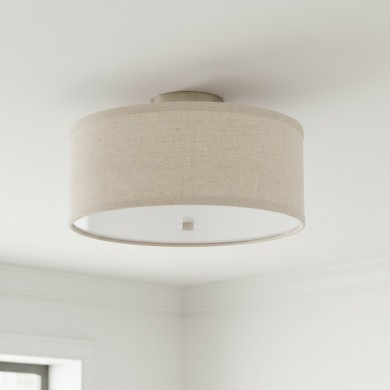 Beckham Minimalist Linen Drum Flush Mount Ceiling Light