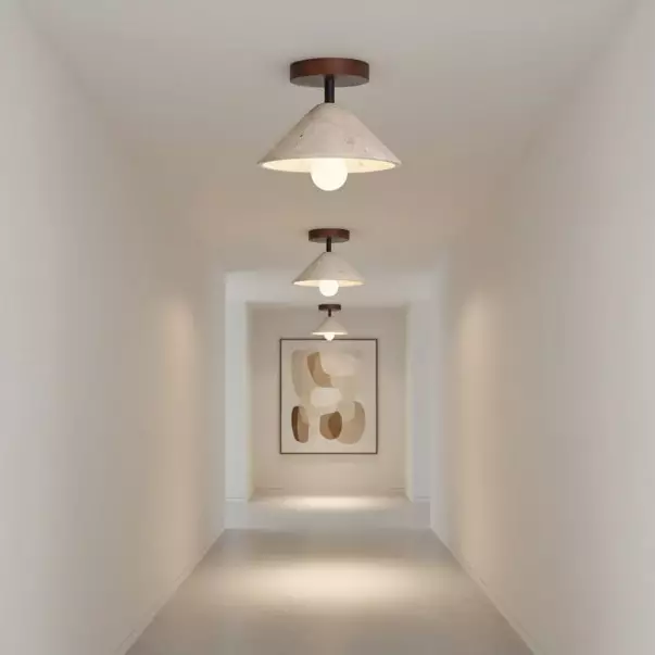 Katharine Minimalist Cone Shade Travertine Ceiling Lamp