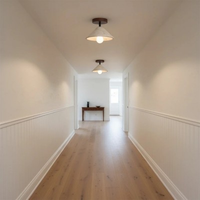 Katharine Minimalist Cone Shade Travertine Ceiling Lamp