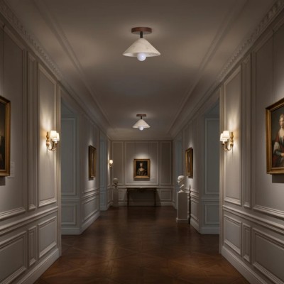 Katharine Minimalist Cone Shade Travertine Ceiling Lamp