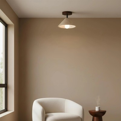 Katharine Minimalist Cone Shade Travertine Ceiling Lamp