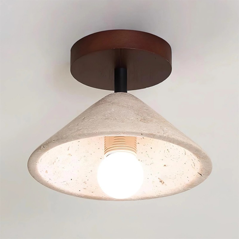 Katharine Minimalist Cone Shade Travertine Ceiling Lamp