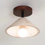Katharine Minimalist Cone Shade Travertine Ceiling Lamp
