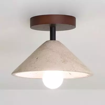 Katharine Minimalist Cone Shade Travertine Ceiling Lamp