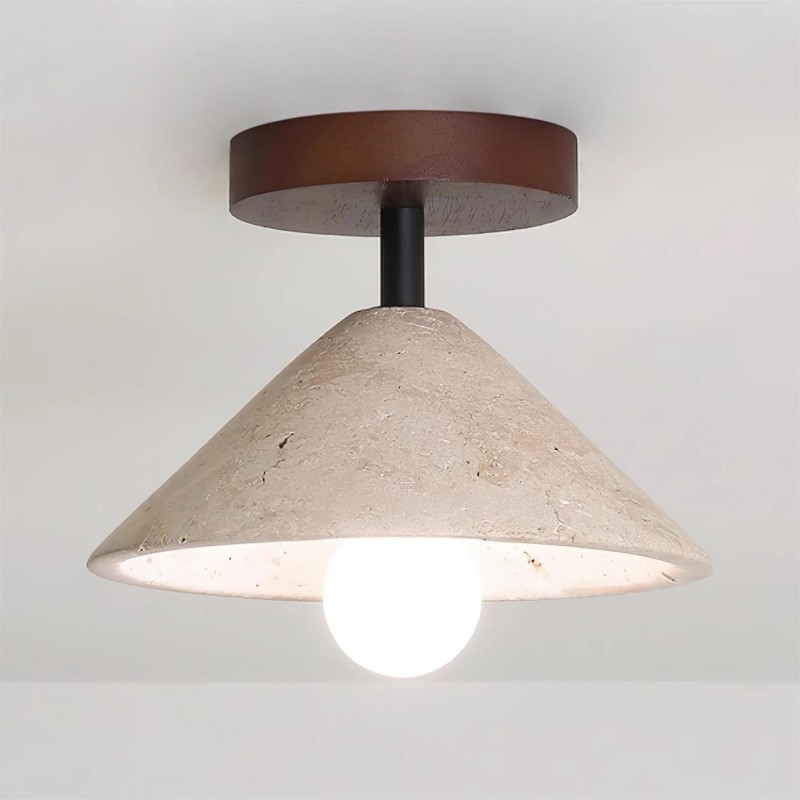 Katharine Minimalist Cone Shade Travertine Ceiling Lamp