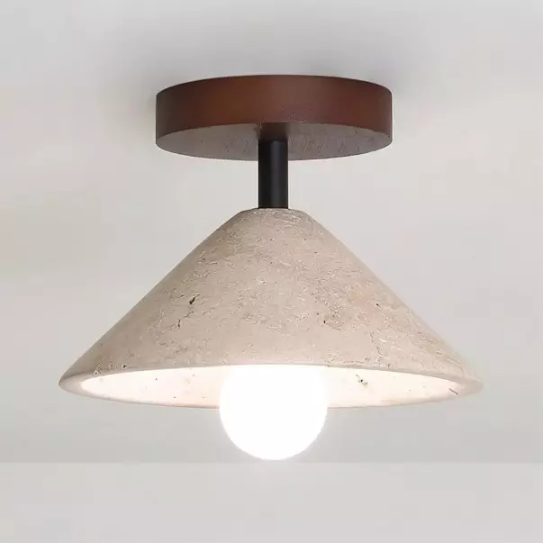 Katharine Minimalist Cone Shade Travertine Ceiling Lamp