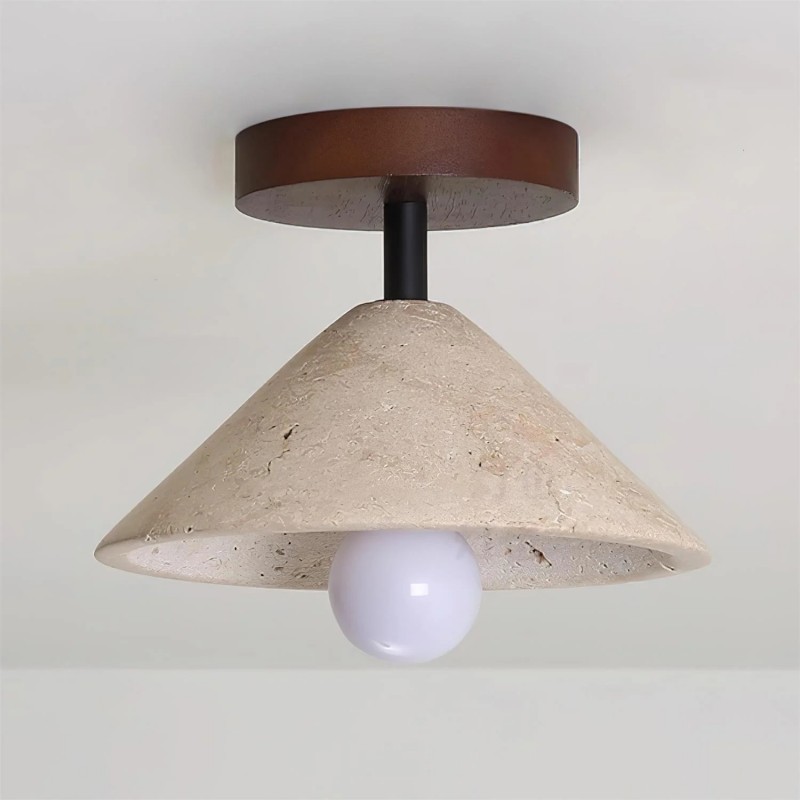 Katharine Minimalist Cone Shade Travertine Ceiling Lamp