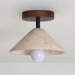 Katharine Minimalist Cone Shade Travertine Ceiling Lamp