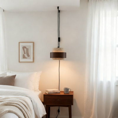 Timothy Wabi Sabi Natural Cylindrical Travertine Plug In Pendant Light