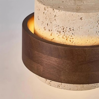 Timothy Wabi Sabi Natural Cylindrical Travertine Plug In Pendant Light
