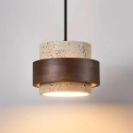 Timothy Wabi Sabi Natural Cylindrical Travertine Plug In Pendant Light