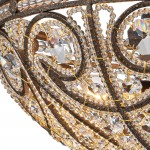 Ive Vintage Bronze Bowl 3-Light Crystal Semi Flush Ceiling Light