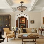 Ive Vintage Bronze Bowl 3-Light Crystal Semi Flush Ceiling Light