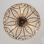 Ive Vintage Bronze Bowl 3-Light Crystal Semi Flush Ceiling Light