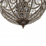 Ive Vintage Bronze Bowl 3-Light Crystal Semi Flush Ceiling Light