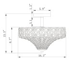 Kim Rustic Bronze 4-Light Crystal Semi-Flush Mount Ceiling Light