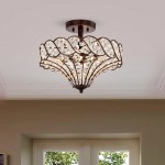 Kim Rustic Bronze 4-Light Crystal Semi-Flush Mount Ceiling Light