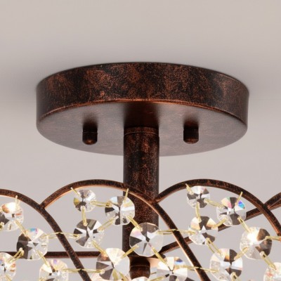 Kim Rustic Bronze 4-Light Crystal Semi-Flush Mount Ceiling Light