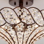 Kim Rustic Bronze 4-Light Crystal Semi-Flush Mount Ceiling Light