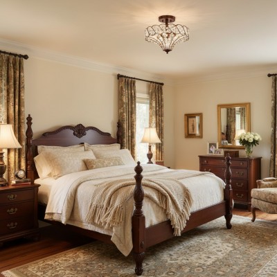 Kim Rustic Bronze 4-Light Crystal Semi-Flush Mount Ceiling Light