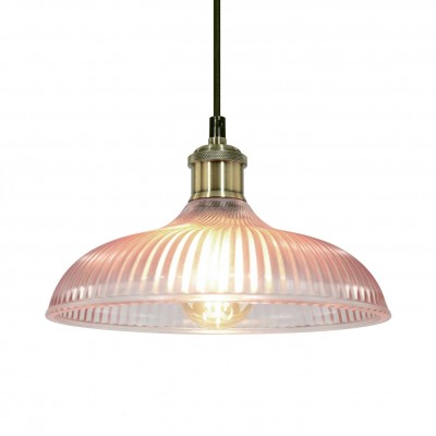 Anderson Modern Colorful Dome Ribbed Glass Pendant Light