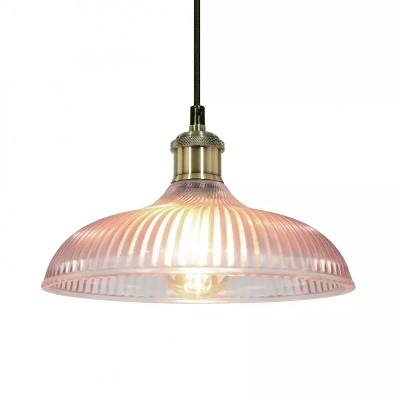 Anderson Modern Colorful Dome Ribbed Glass Pendant Light