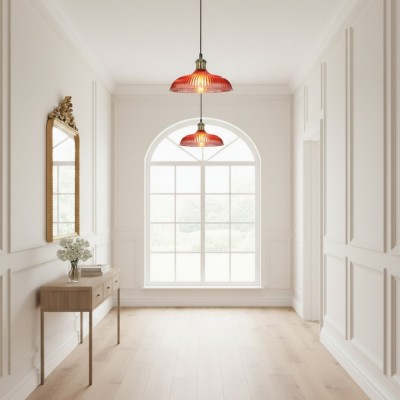 Anderson Modern Colorful Dome Ribbed Glass Pendant Light