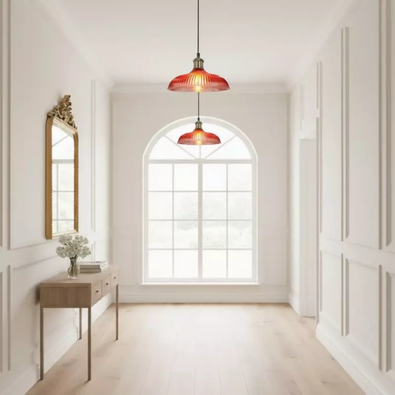 Anderson Modern Colorful Dome Ribbed Glass Pendant Light