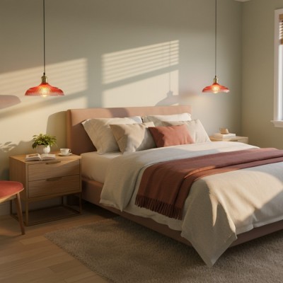 Anderson Modern Colorful Dome Ribbed Glass Pendant Light