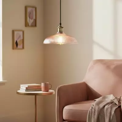 Anderson Modern Colorful Dome Ribbed Glass Pendant Light