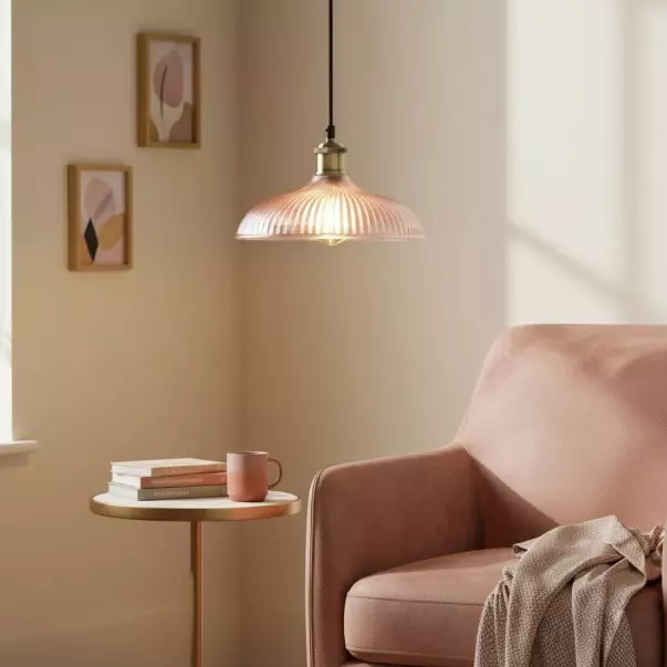 Anderson Modern Colorful Dome Ribbed Glass Pendant Light