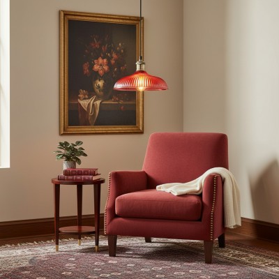 Anderson Modern Colorful Dome Ribbed Glass Pendant Light