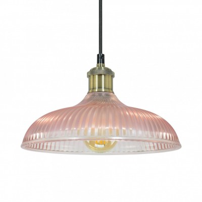 Anderson Modern Colorful Dome Ribbed Glass Pendant Light