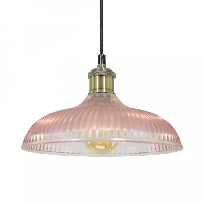 Anderson Modern Colorful Dome Ribbed Glass Pendant Light