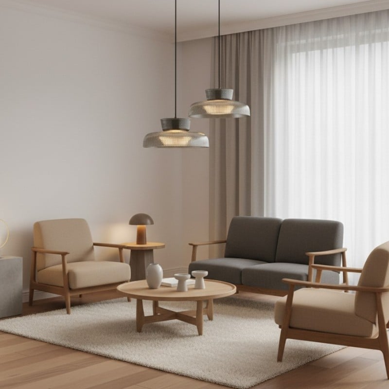 Chalayan Modern  Double-layered Striped Glass Pendant Light