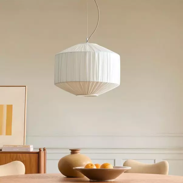 Vyrinth  Modern Raw Silk Gathered Drum Pendant