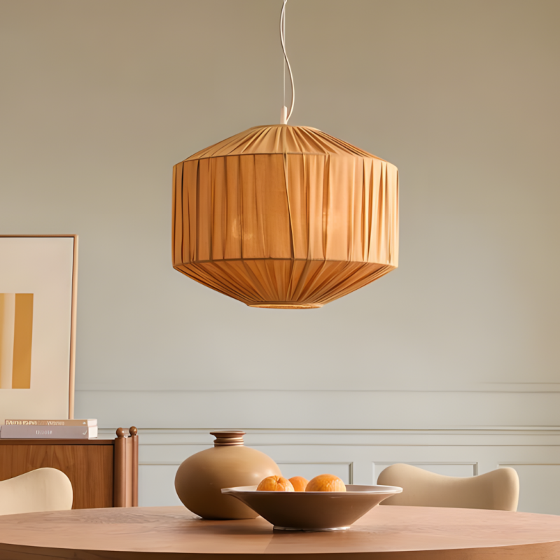 Vyrinth  Modern Raw Silk Gathered Drum Pendant