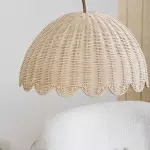 Marlowe Vintage Style Rattan Shade Wood - Based Floor Lamp