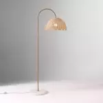 Marlowe Vintage Style Rattan Shade Wood - Based Floor Lamp