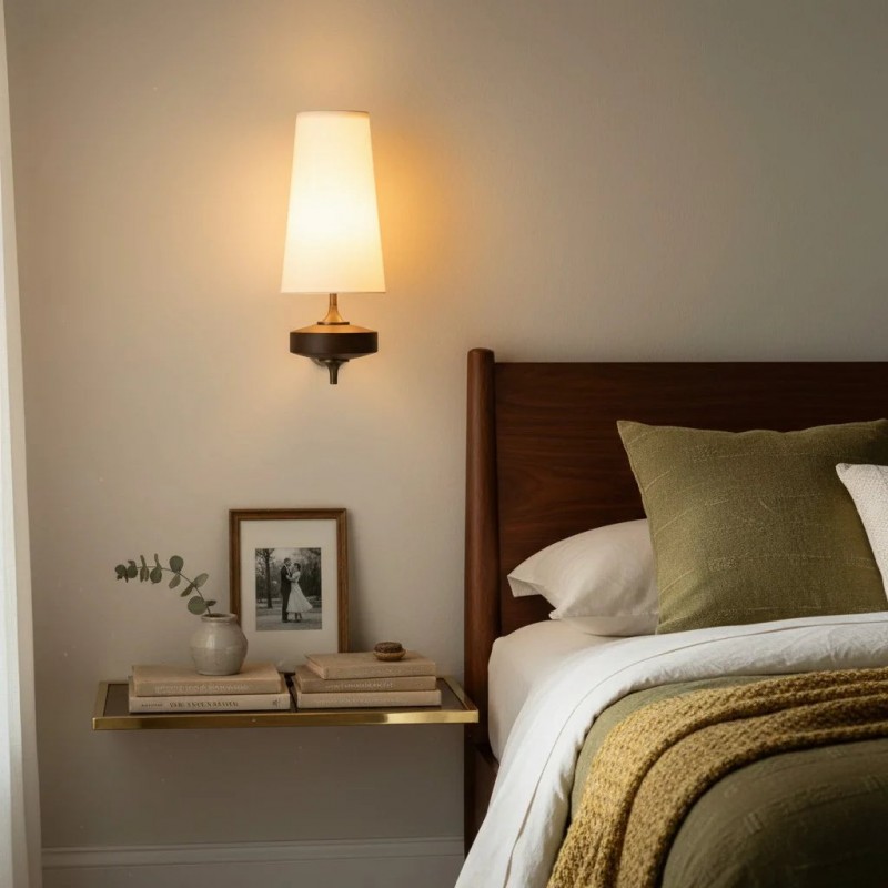 Nyxara Vintage  Fabric Tapered Shade Wall Sconce