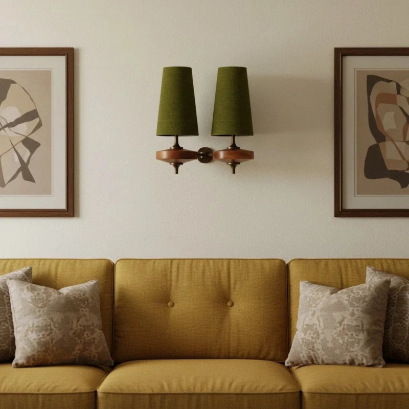 Nyxara Vintage  Fabric Tapered Shade Wall Sconce