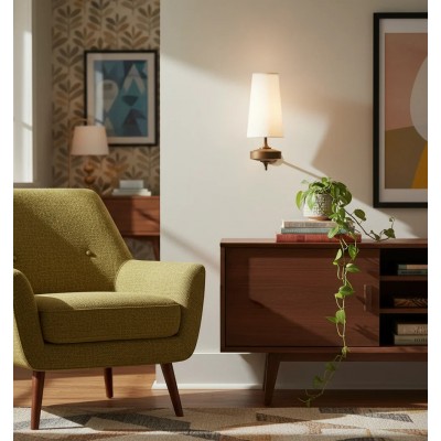 Nyxara Vintage  Fabric Tapered Shade Wall Sconce