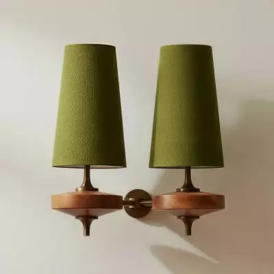 Nyxara Vintage  Fabric Tapered Shade Wall Sconce