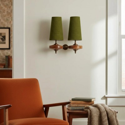 Nyxara Vintage  Fabric Tapered Shade Wall Sconce