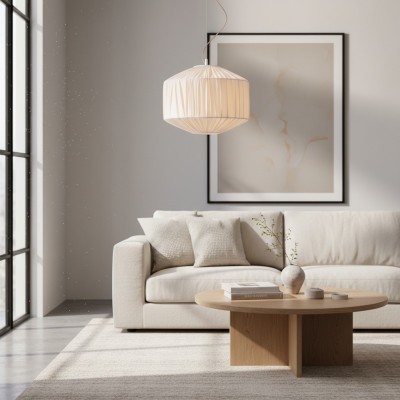 Vyrinth  Modern Raw Silk Gathered Drum Pendant